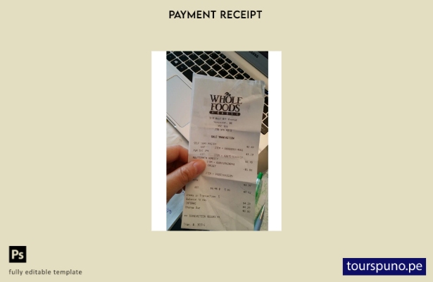 listo para imprimir plantilla de recibo de pago del mercado de alimentos integra